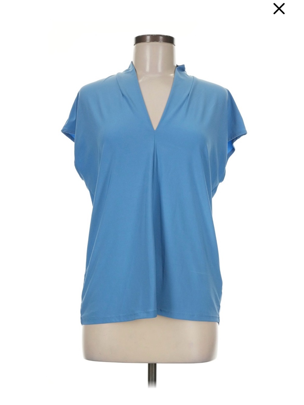 Buffalo David Bitton Sky Blue Split V-Neck Short Sleeve Top